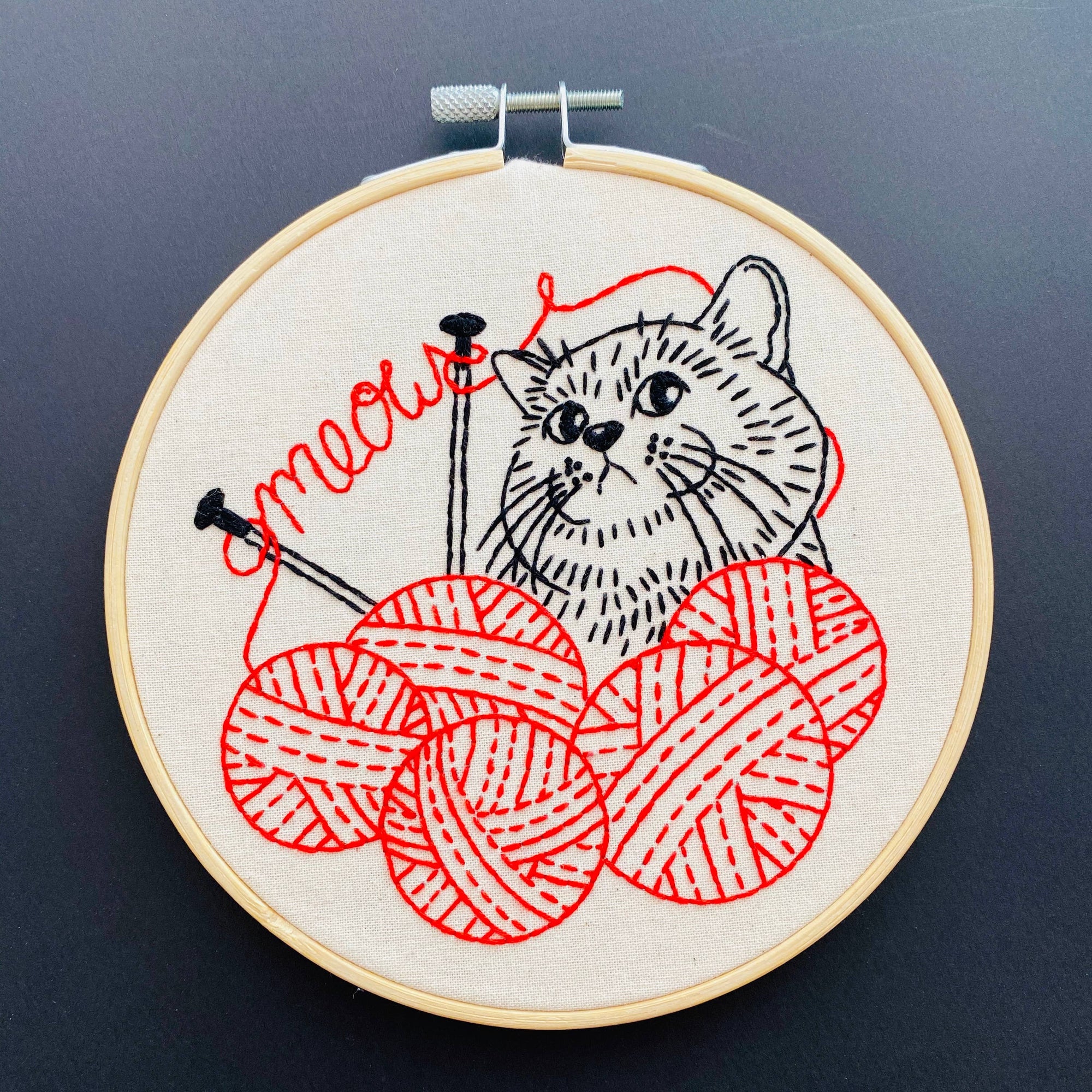 Knitting Kitten Complete Embroidery Kit
