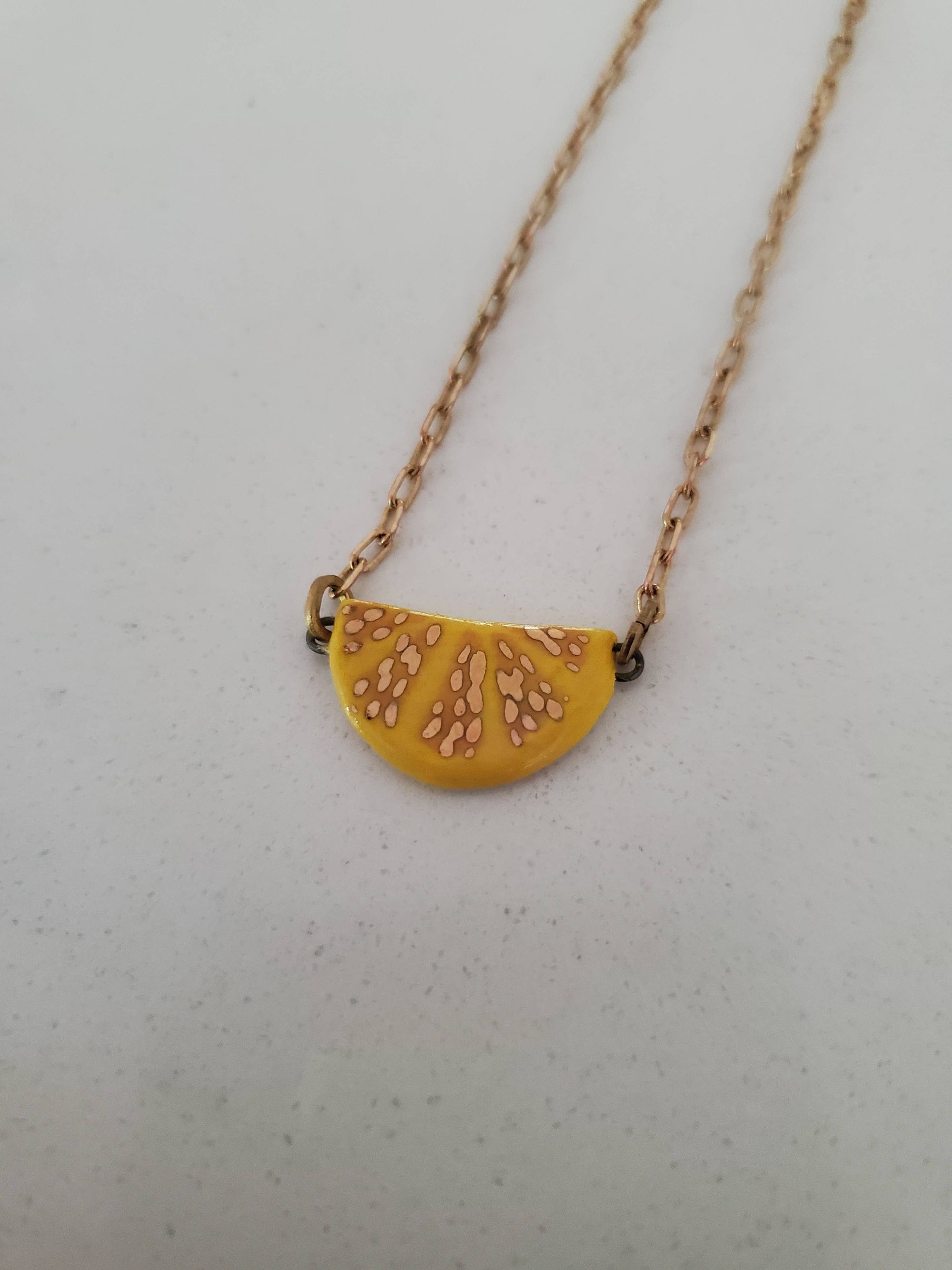 Lemon Wedge Pendant Necklace