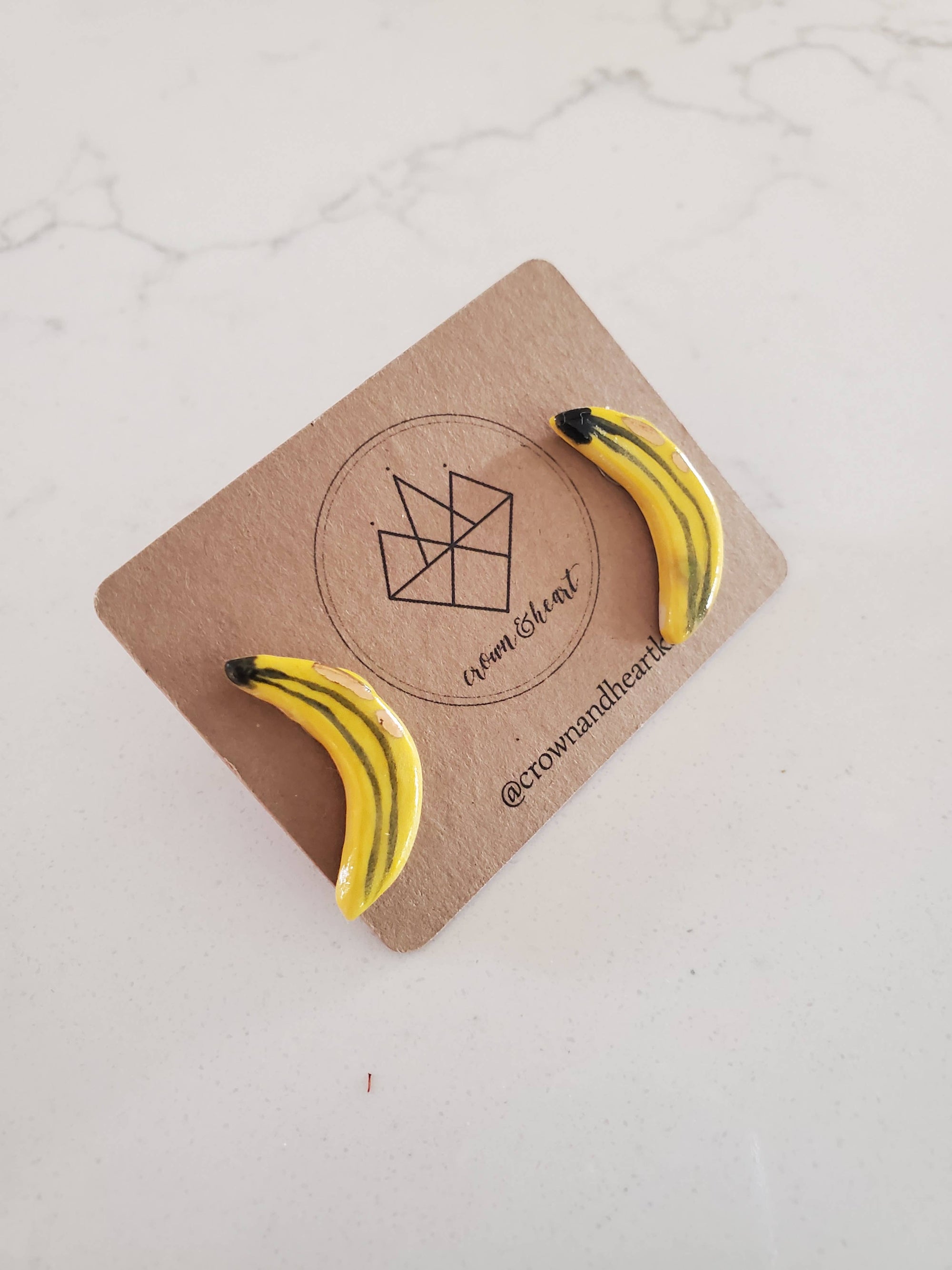 Handmade Ceramic Banana studs