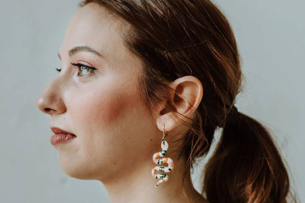 Handmade Ceramic Serpent Earrings by Crown & Heart