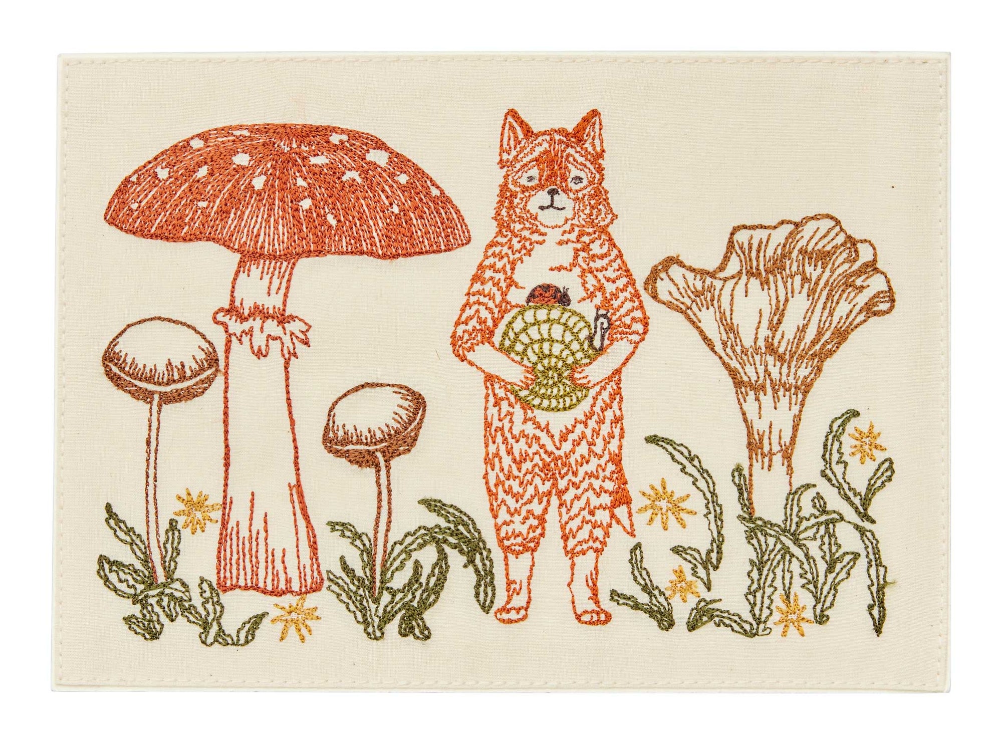 Coral & Tusk Fox with Mushrooms Card