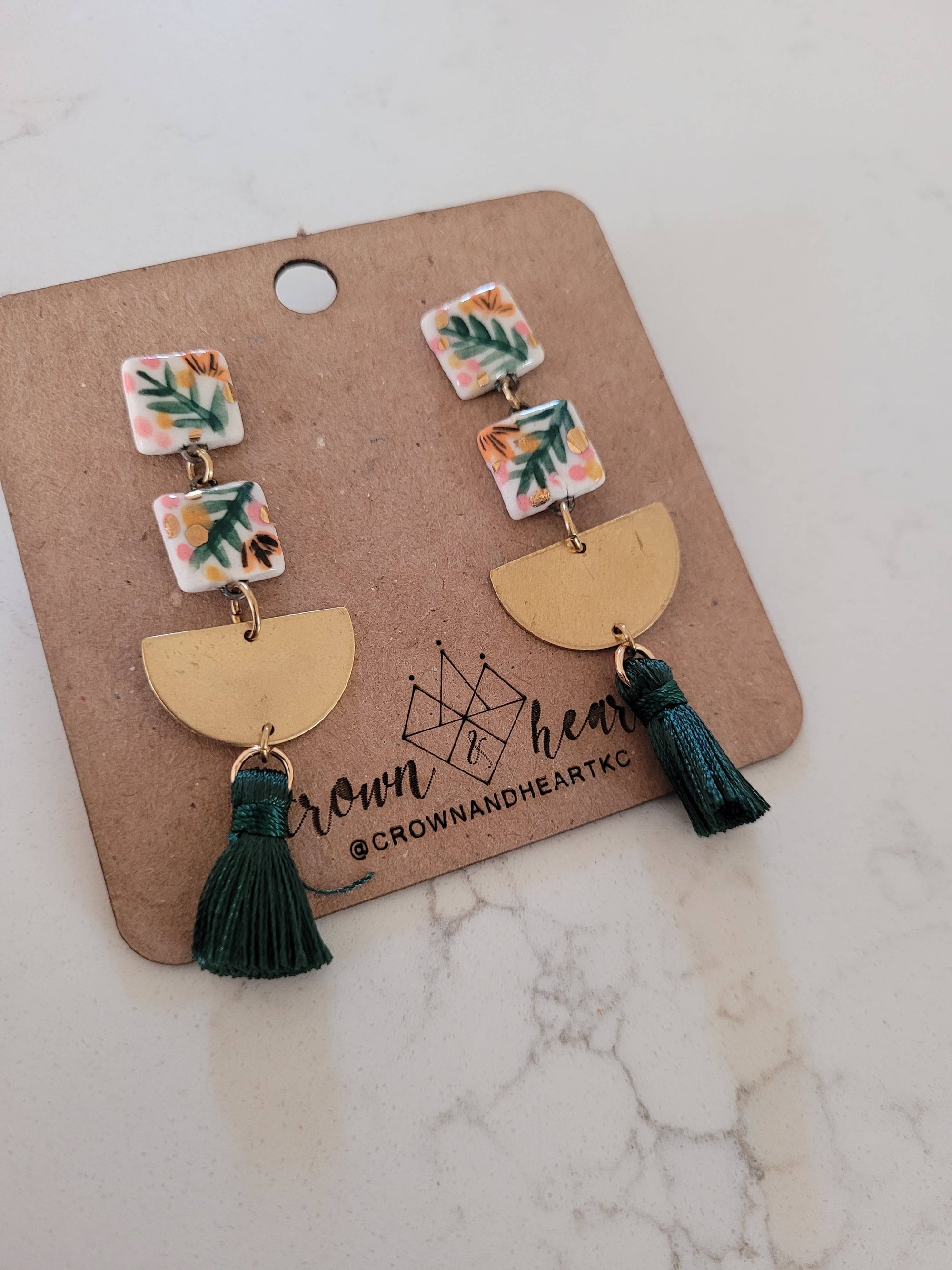 Tiered Square Tropical Tassel Earrings