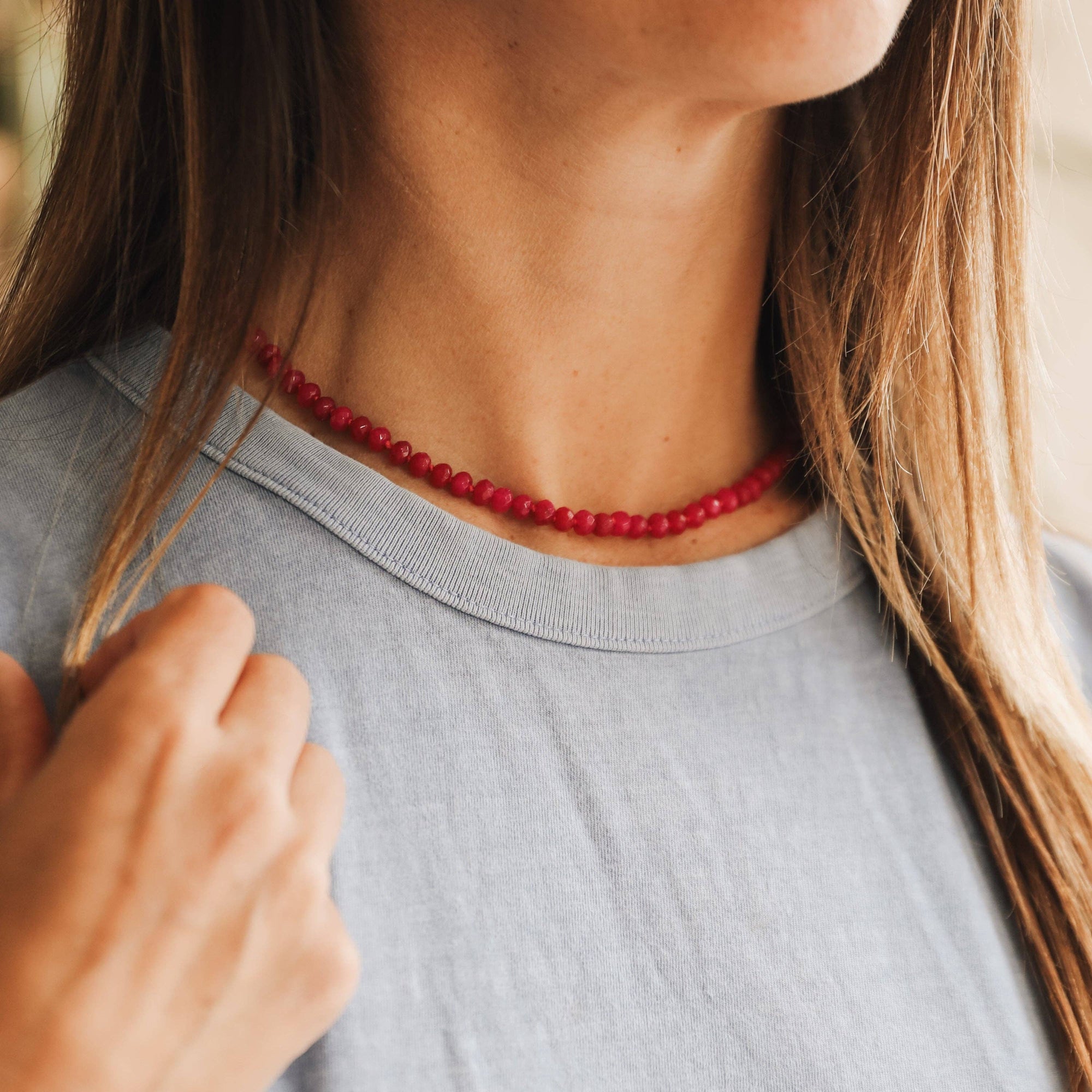 Pink Jade Nacklace + 14k Gold Filled Toggle Clasp Necklace