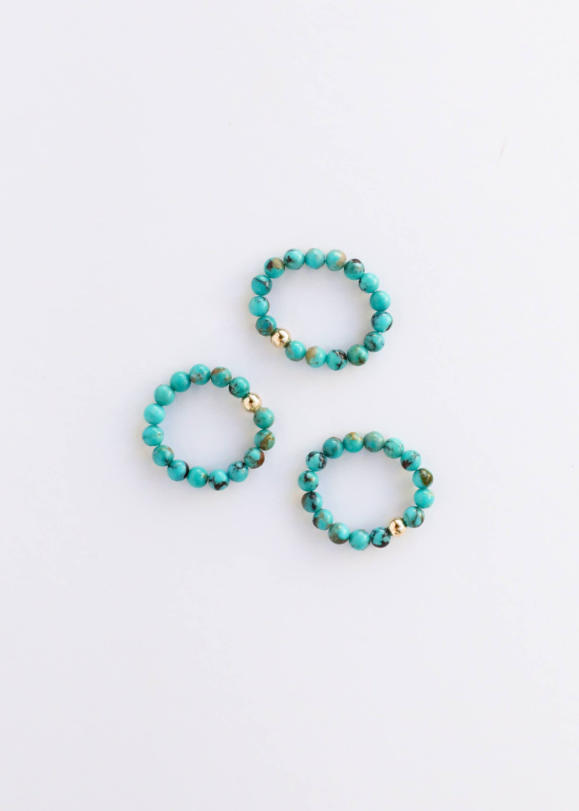 Natural Turquoise + 14k Gold Stretch Ring