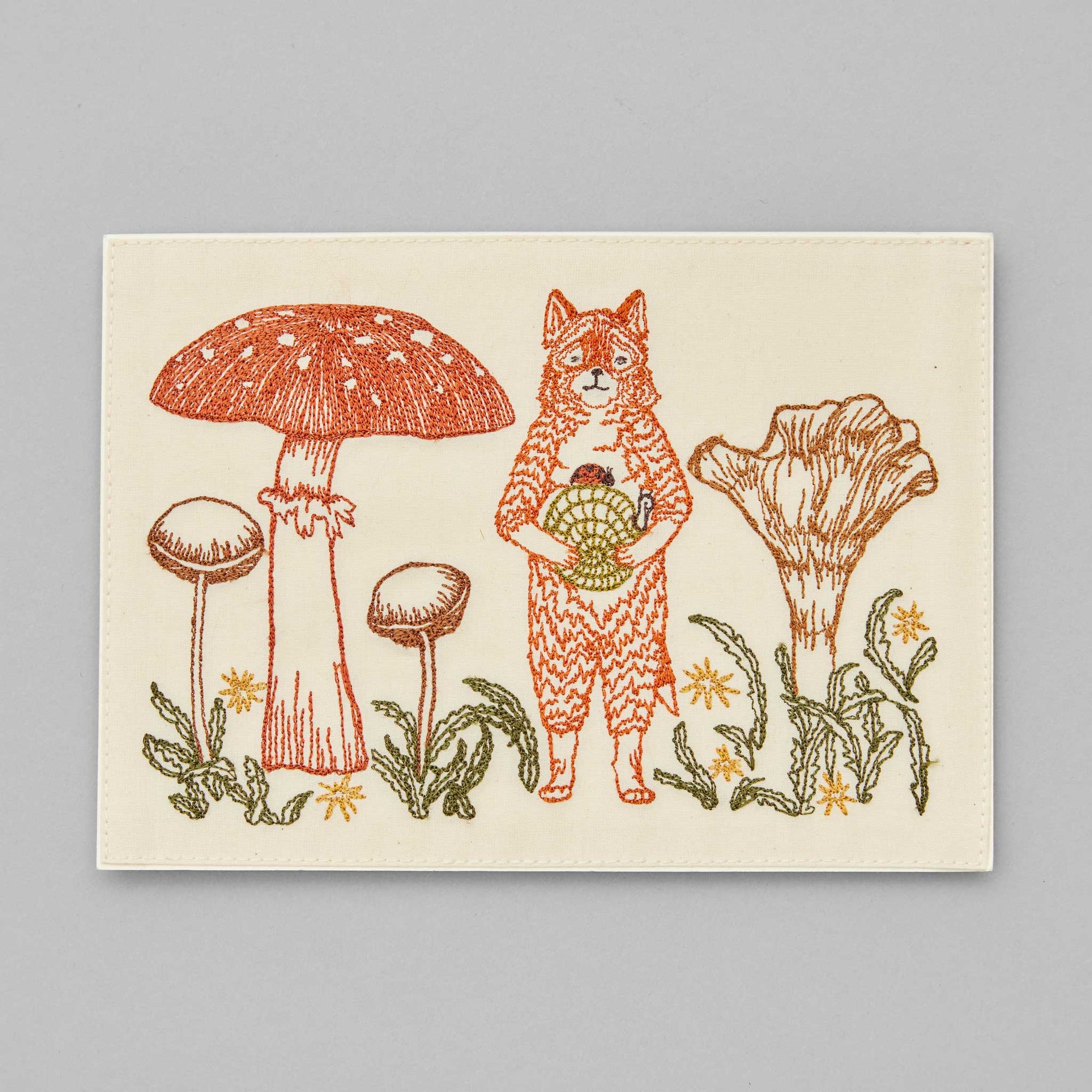 Coral & Tusk Fox with Mushrooms Card