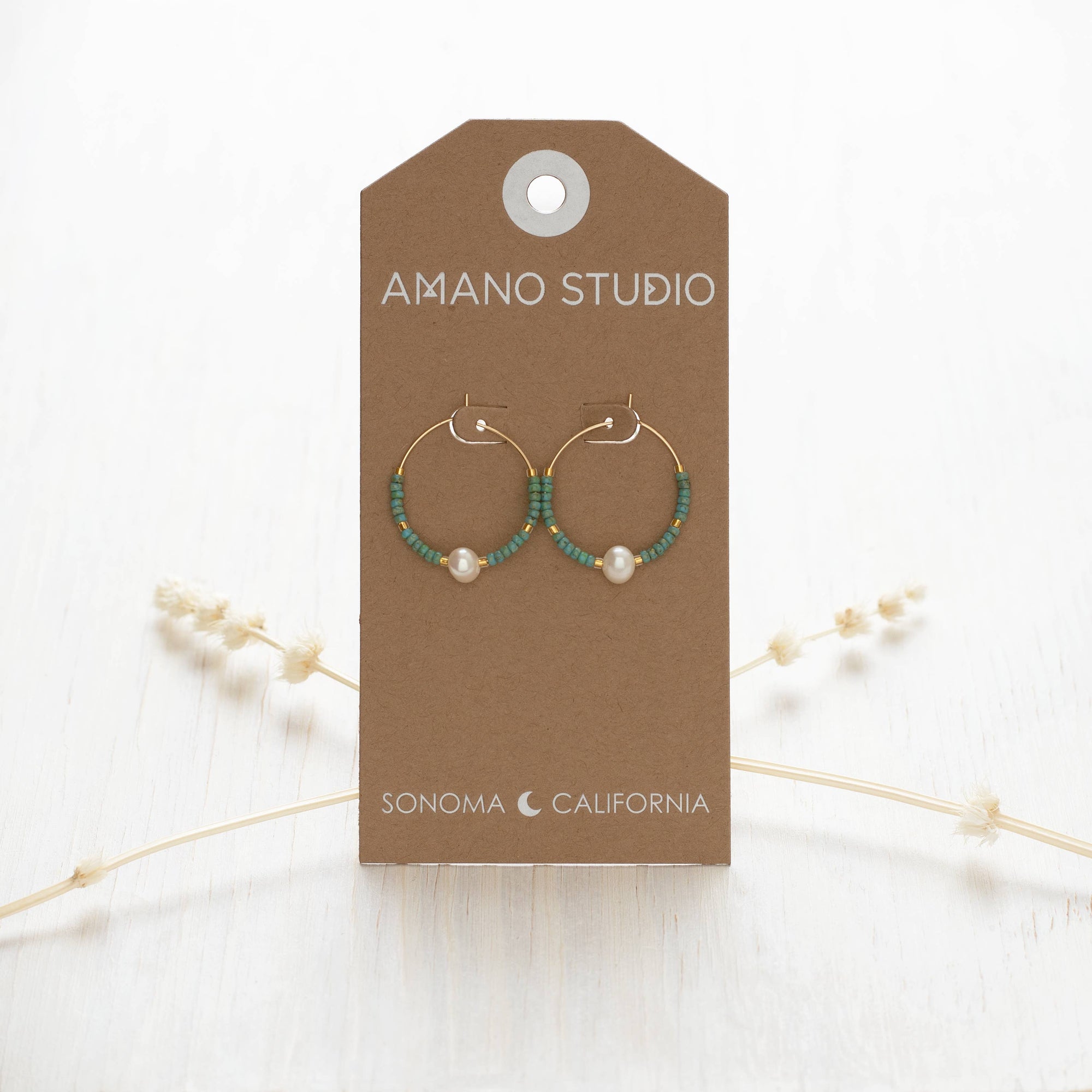 Pearl Bead Hoop Earrings