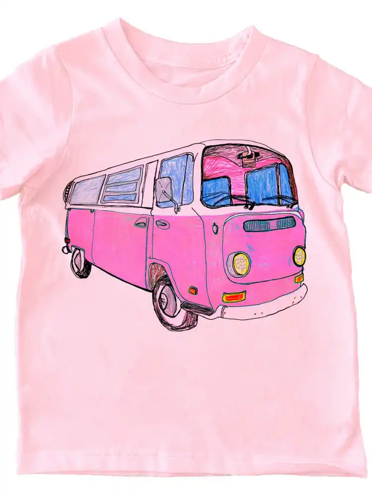 Children's Organic Cotton Tee - Pink Bus