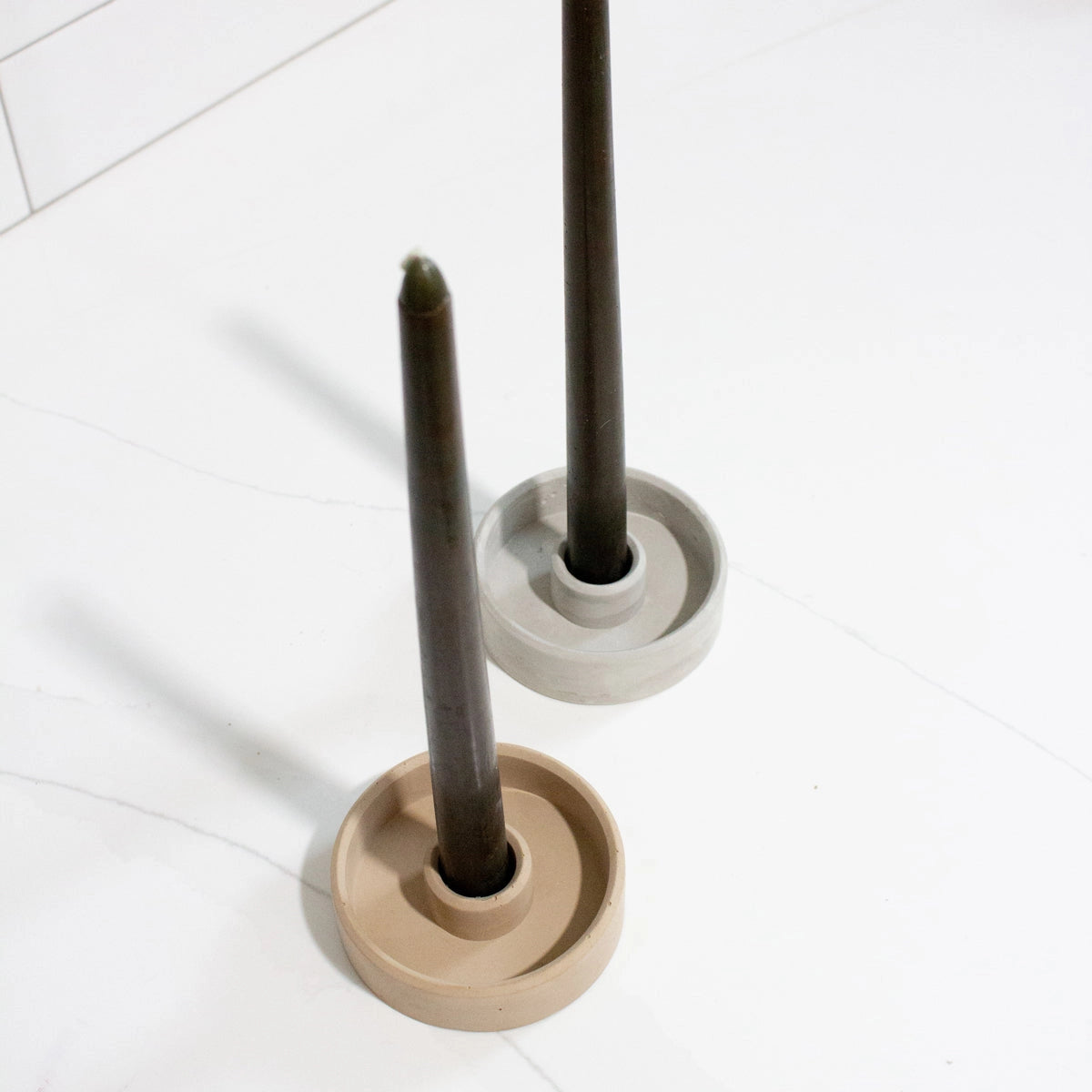 Single Taper Concrete Candle Holder Bowl