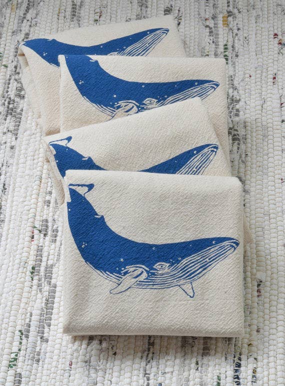 Organic Whale Cloth Napkins in Blue (Set of 4)