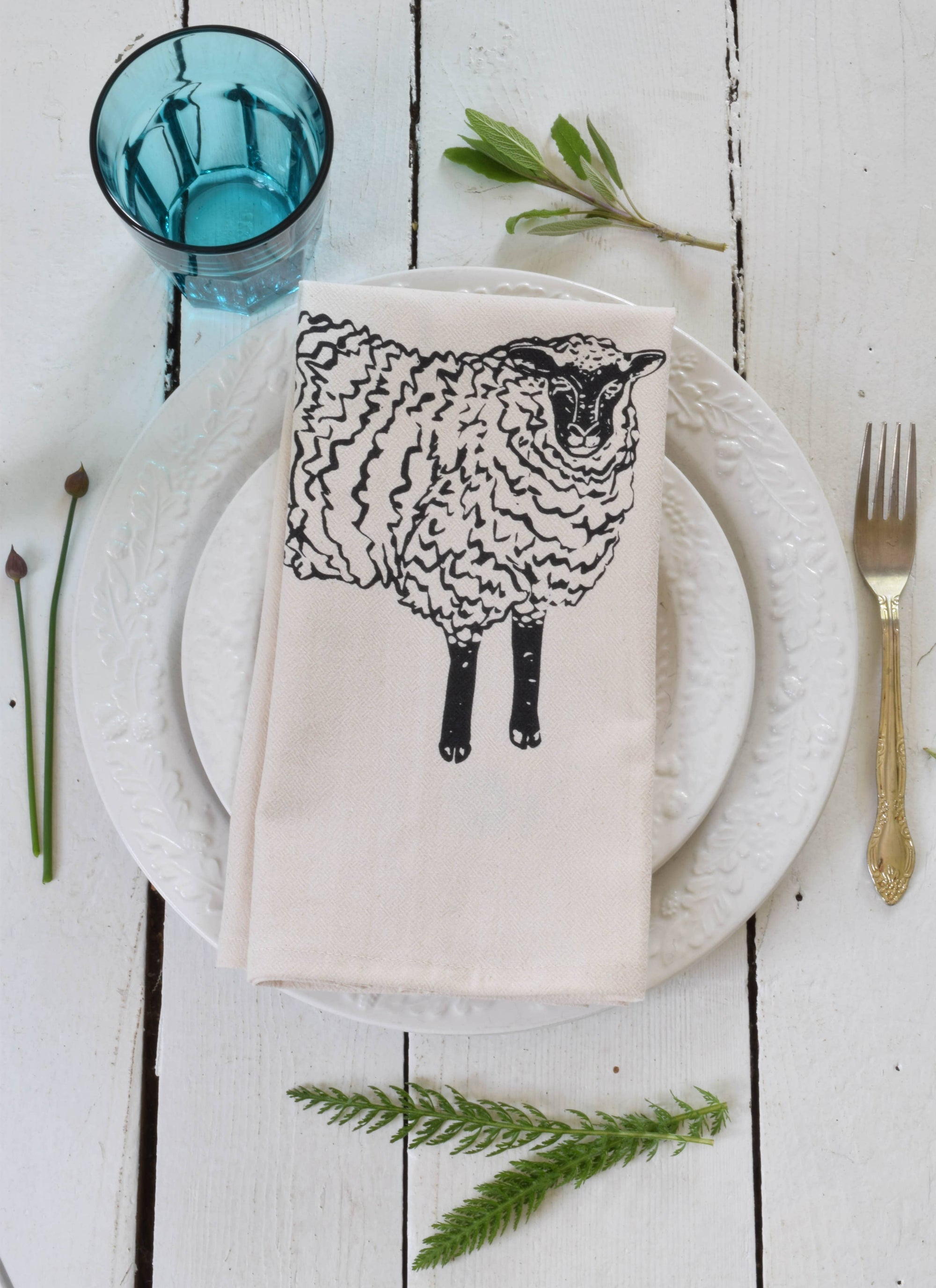 Organic Sheep Cloth Napkins in Black (Set of 4)