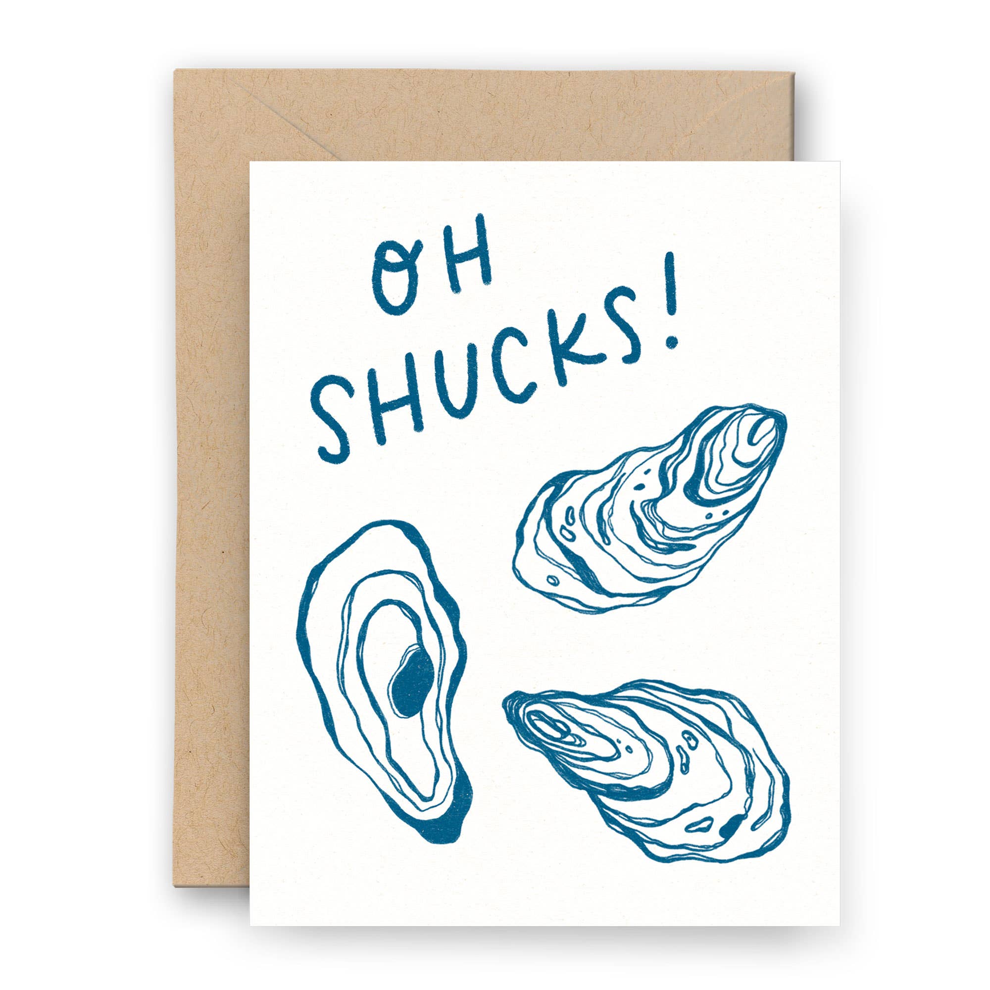 Oh Shucks! Oyster Shell Letterpress Card