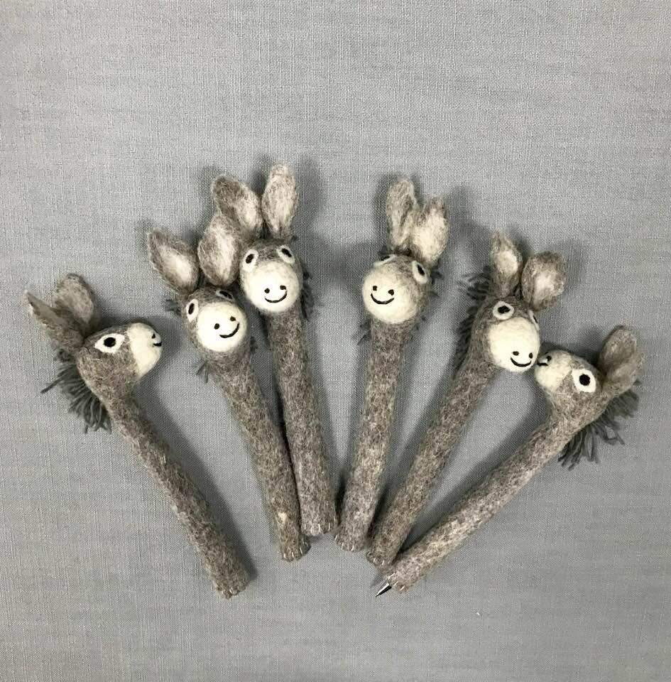 Hand-Felted Donkey Pencil Topper